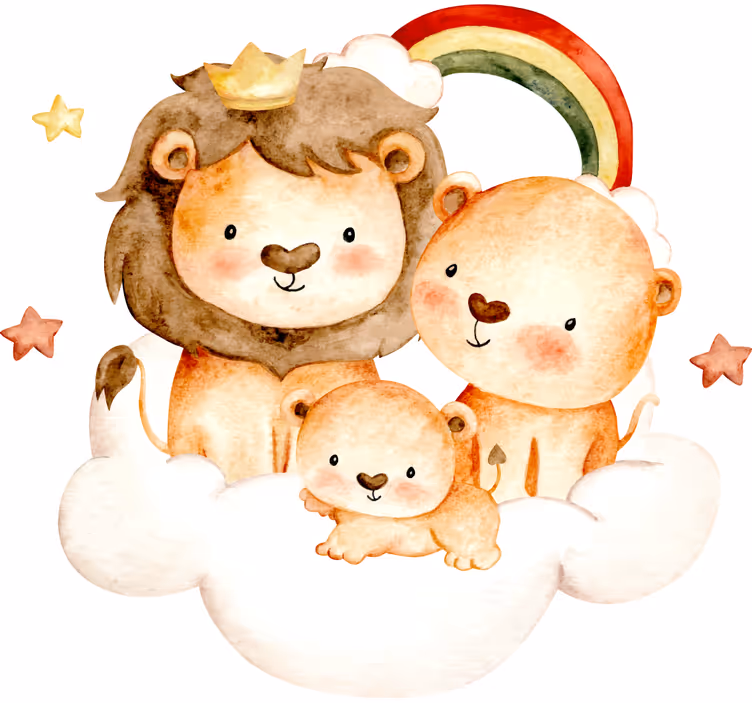 Kinderkamer rolgordijn baby dieren met sterren en wolken - TenStickers
