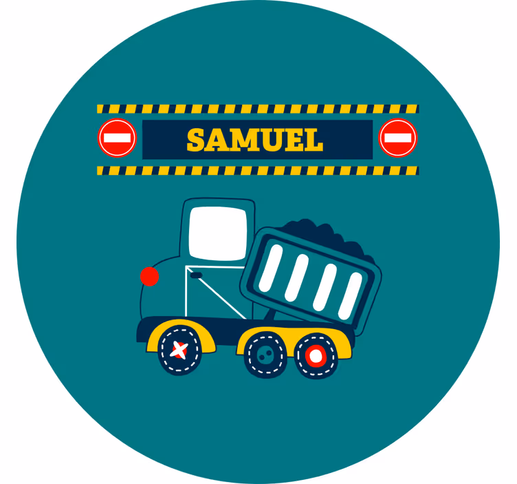 Kinderkamer rolgordijn gepersonaliseerde bouwtruck - TenStickers