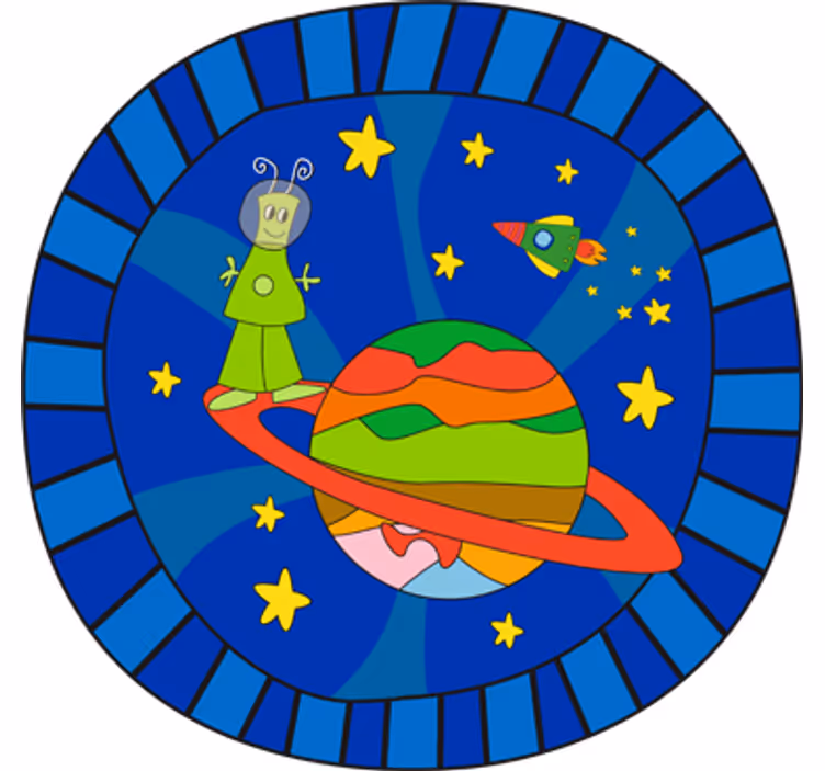 Kinderkamer rolgordijn groene buitenaardse vinyl - TenStickers