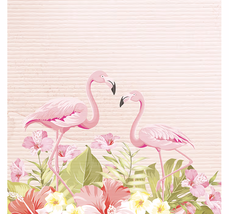 Kinderkamer rolgordijn tropische bloemen en flamingo's - TenStickers