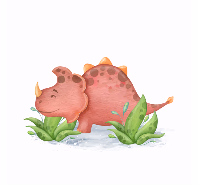 Kinderkamer rolgordijn nordic dinosaurus rode hoorns - TenStickers