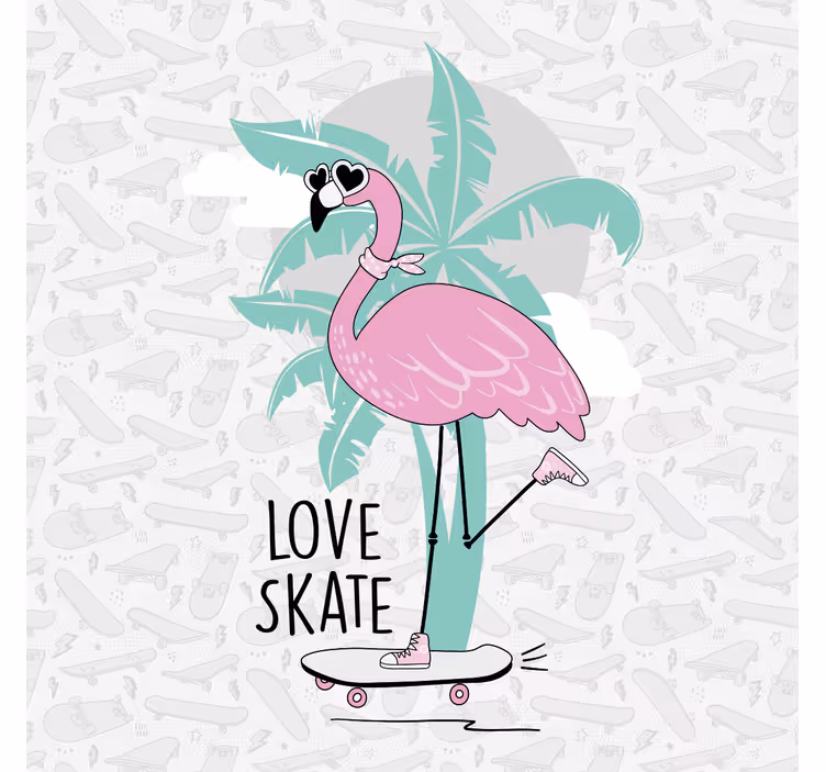 Kinderkamer rolgordijn handgetekende flamingo schaatsend - TenStickers