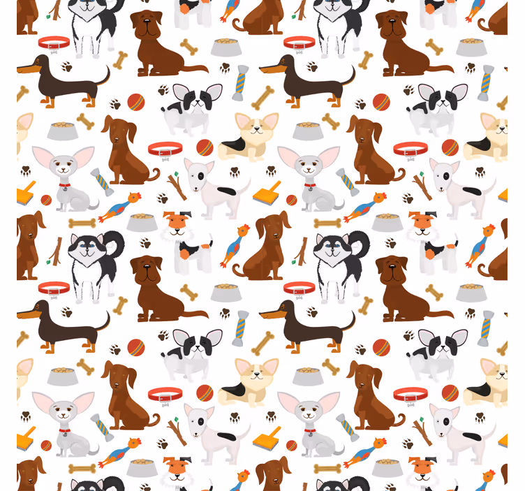 Kinderkamer rolgordijn schattige gemengde puppy's - TenStickers
