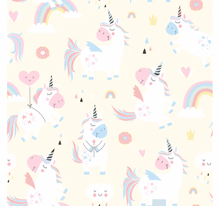 Kinderkamer rolgordijn blije eenhoorns in het wonderland - TenStickers