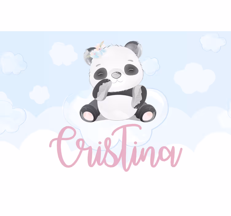 Kinderkamer rolgordijn schattige panda voor meisje met naam - TenStickers
