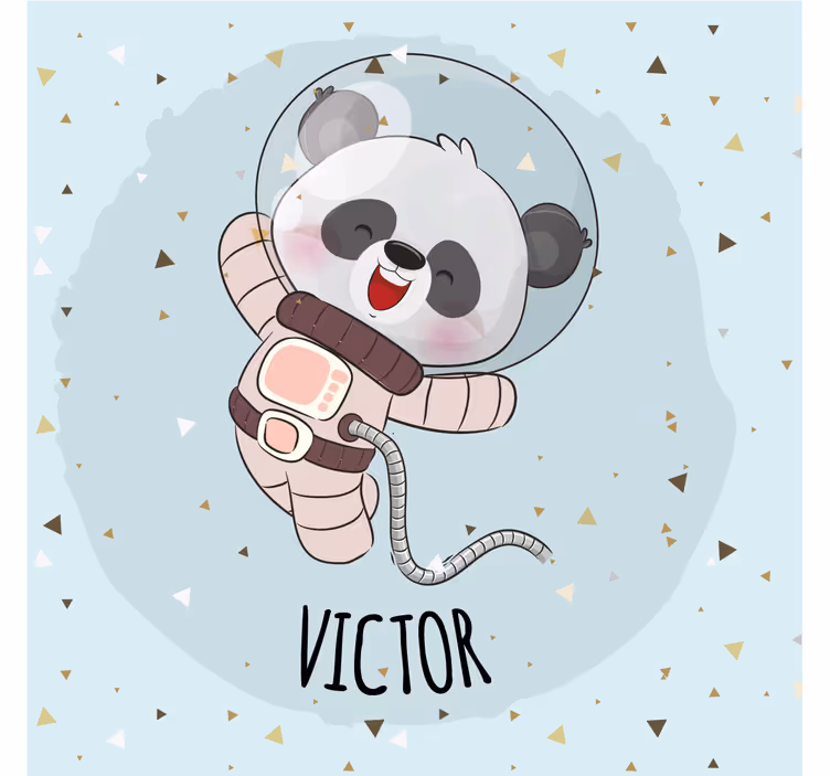 Kinderkamer rolgordijn schattige panda voor jongen met naam - TenStickers