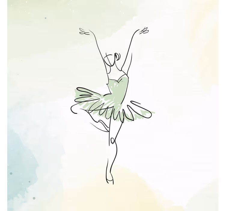 Kinderkamer rolgordijn ballerina in pose lijntekening - TenStickers