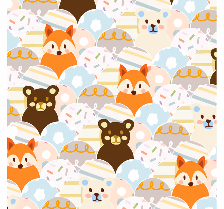 Kinderkamer rolgordijn patchwork dierenbeer en vos design - TenStickers