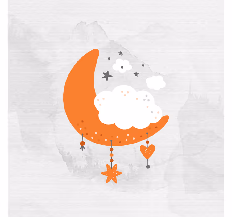 Kinderkamer rolgordijn minimalistische maan en wolken - TenStickers