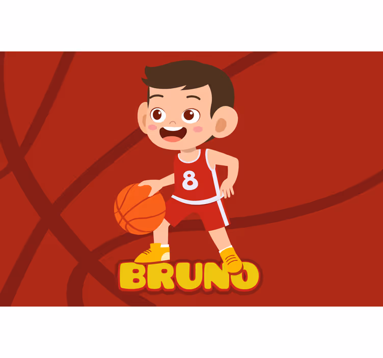 Kinderkamer rolgordijn basketbalspeler met naam - TenStickers