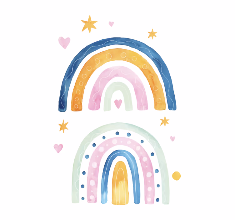 Kinderkamer rolgordijn waterverf regenbogen - TenStickers