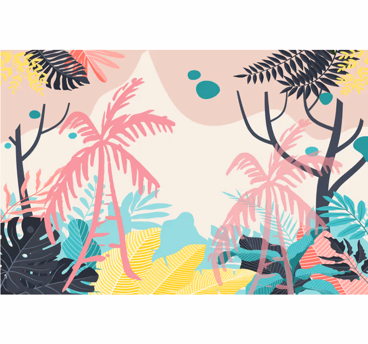 Kinderkamer rolgordijn boho palm bomen - TenStickers