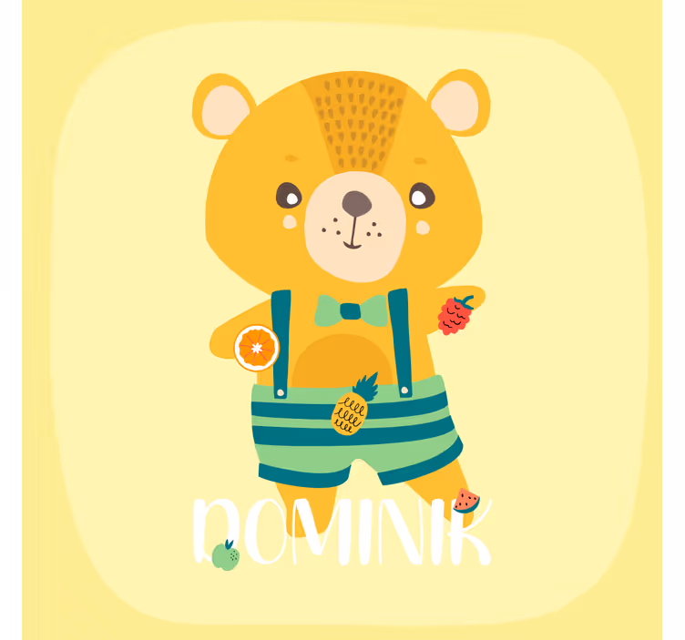 Kinderkamer rolgordijn met gepersonaliseerde teddybeer - TenStickers