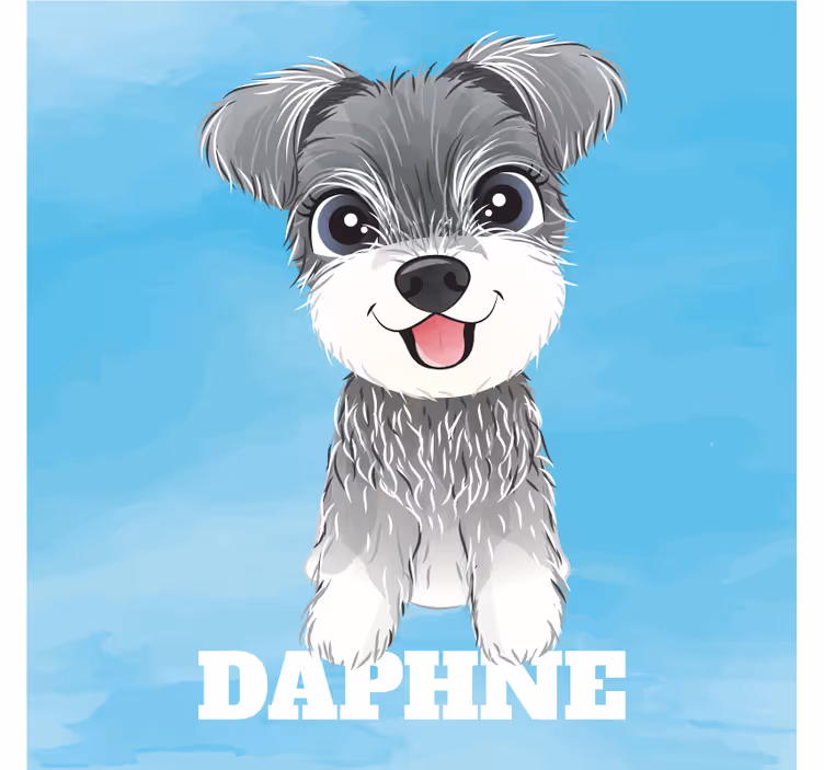 Kinderkamer rolgordijn schnauzer illustratie met naam - TenStickers