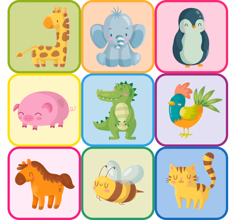 Kinderkamer rolgordijn dierenstickers voor meubels - TenStickers