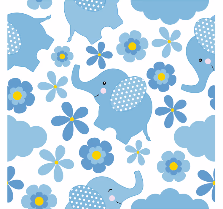 Kinderkamer rolgordijn blauwe kinderolifanten - TenStickers