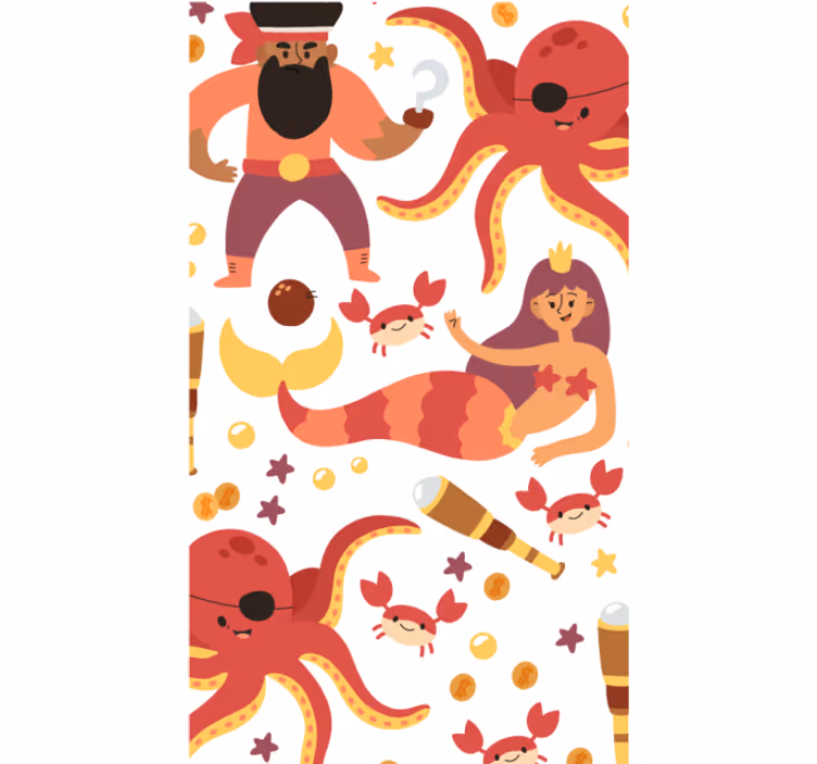Kinderkamer rolgordijn piratenoctopus douche - TenStickers