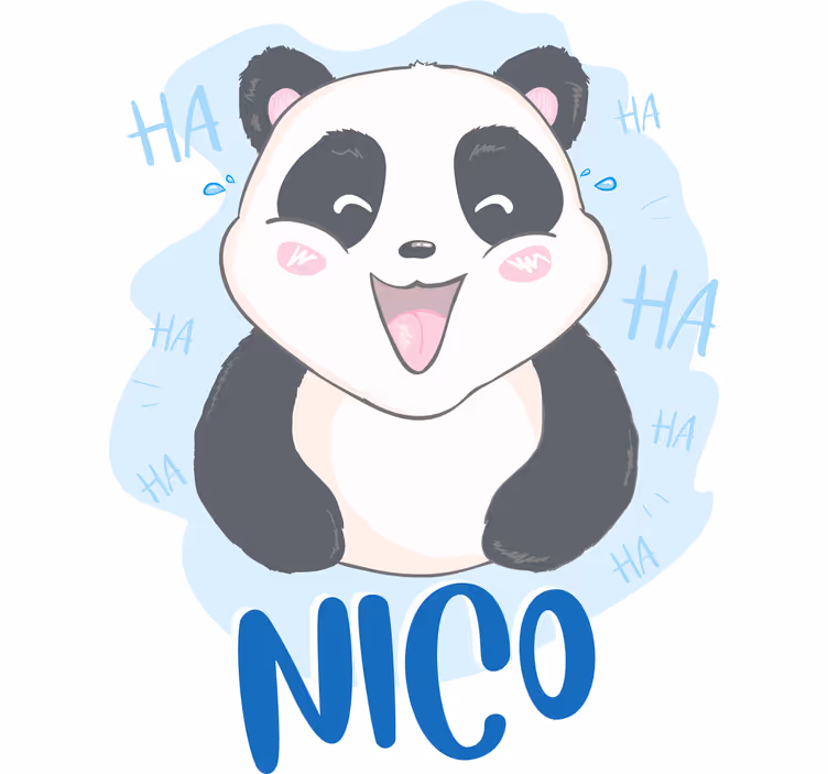 Kinderkamer rolgordijn baby panda verrast met naam - TenStickers