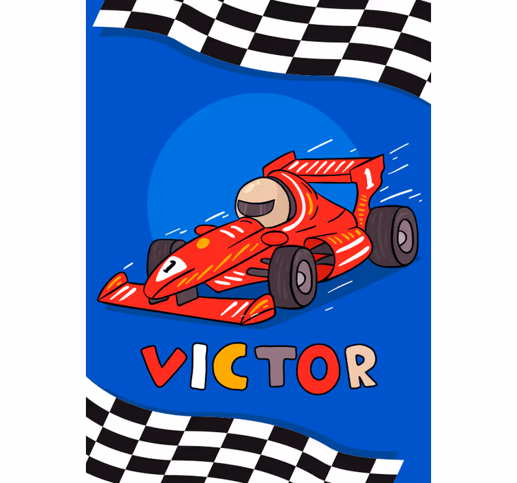 Kinderkamer rolgordijn formule 1 voor kinderen - TenStickers