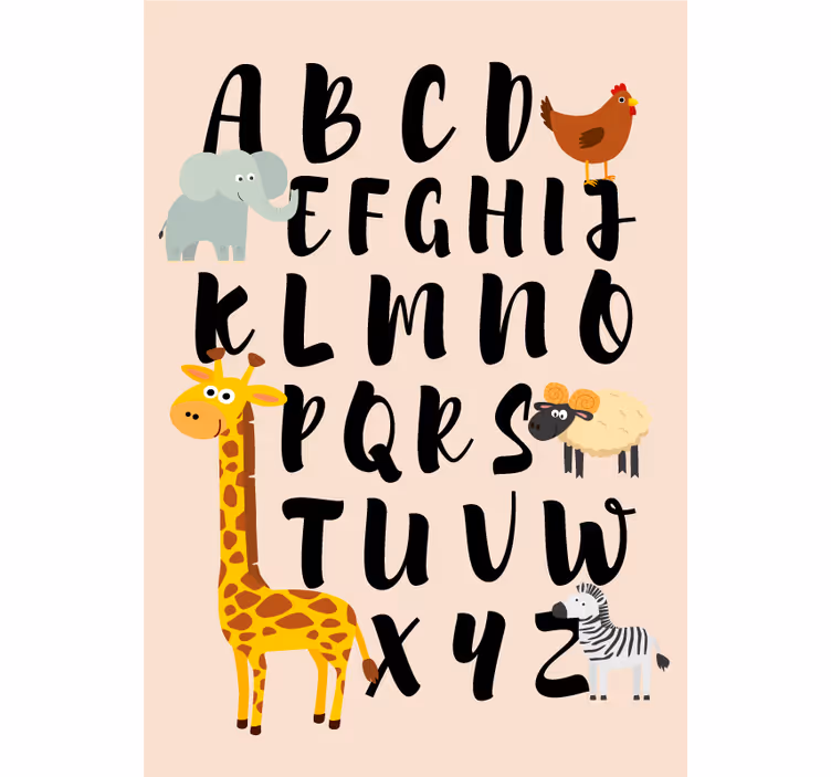 Kinderkamer rolgordijn dieren met het alfabet - TenStickers