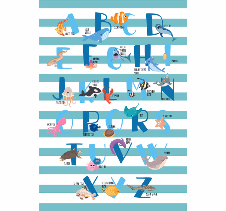 Kinderkamer rolgordijn ocean alfabet - TenStickers