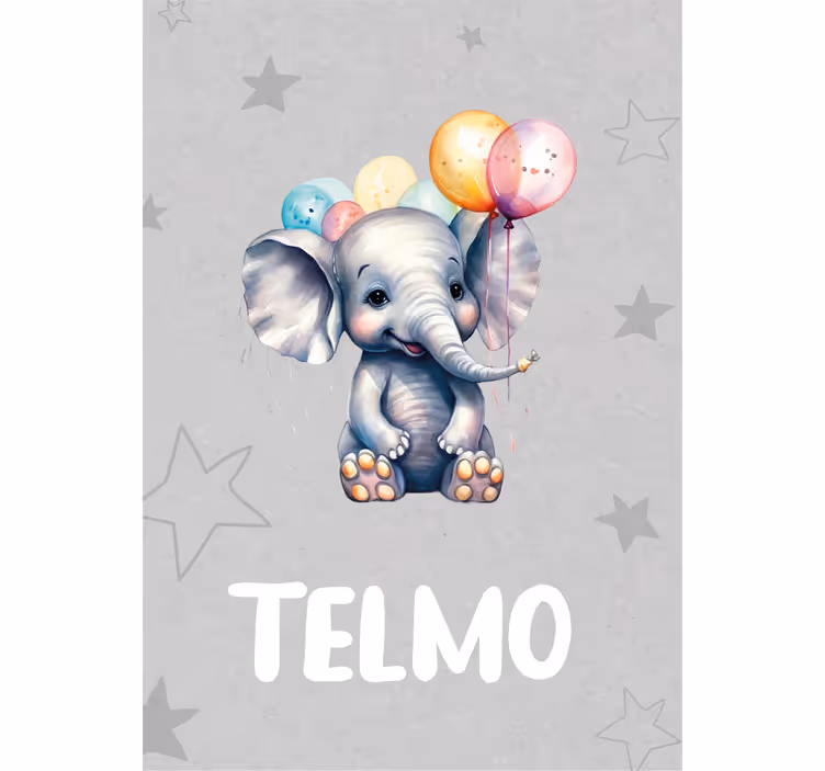 Kinderkamer rolgordijn babyolifant met ballonnen - TenStickers