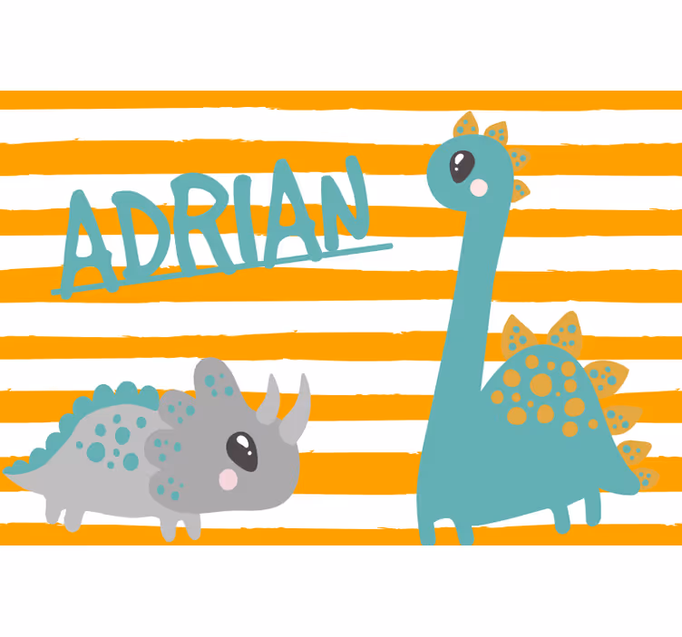 Kinderkamer rolgordijn dino blauw en oranje - TenStickers