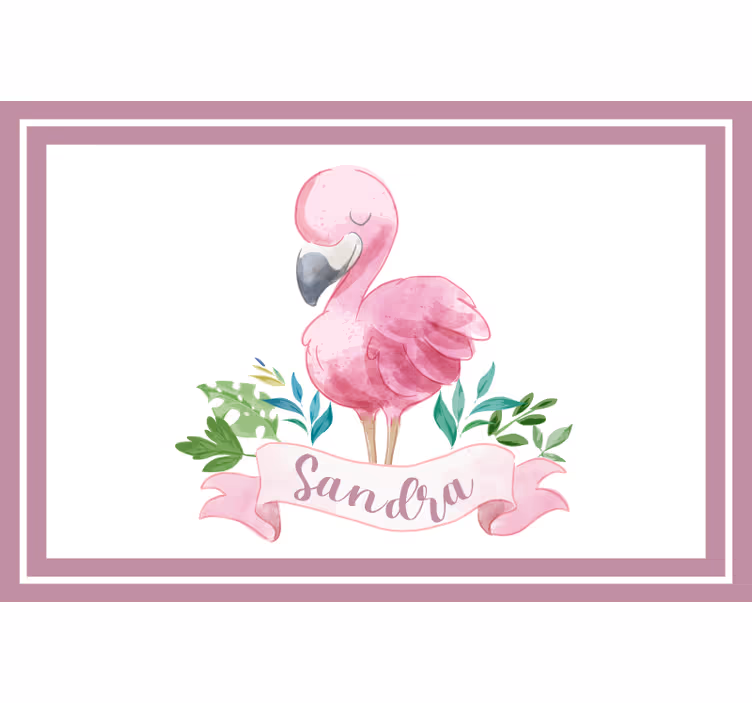 Kinderkamer rolgordijn gepersonaliseerd flamingo placemat - TenStickers