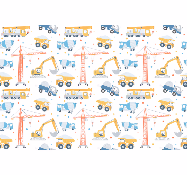 Kinderkamer rolgordijn pastel kleur bouwvoertuigen - TenStickers