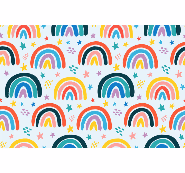 Kinderkamer rolgordijn met veel kleurrijke regenbogen - TenStickers
