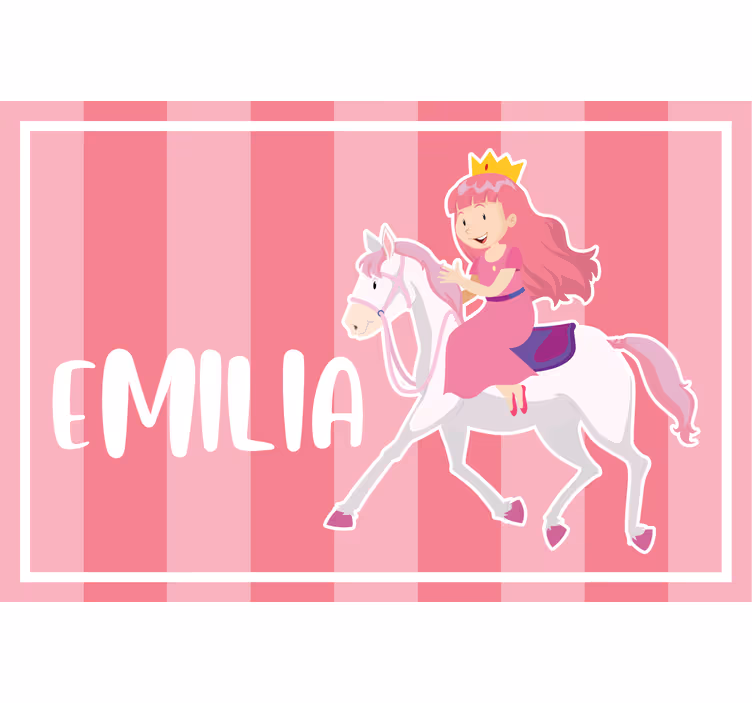 Kinderkamer rolgordijn roze prinses op witte paard - TenStickers