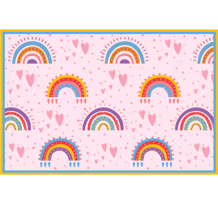 Kinderkamer rolgordijn roze stippen en kleurrijke regenbogen - TenStickers