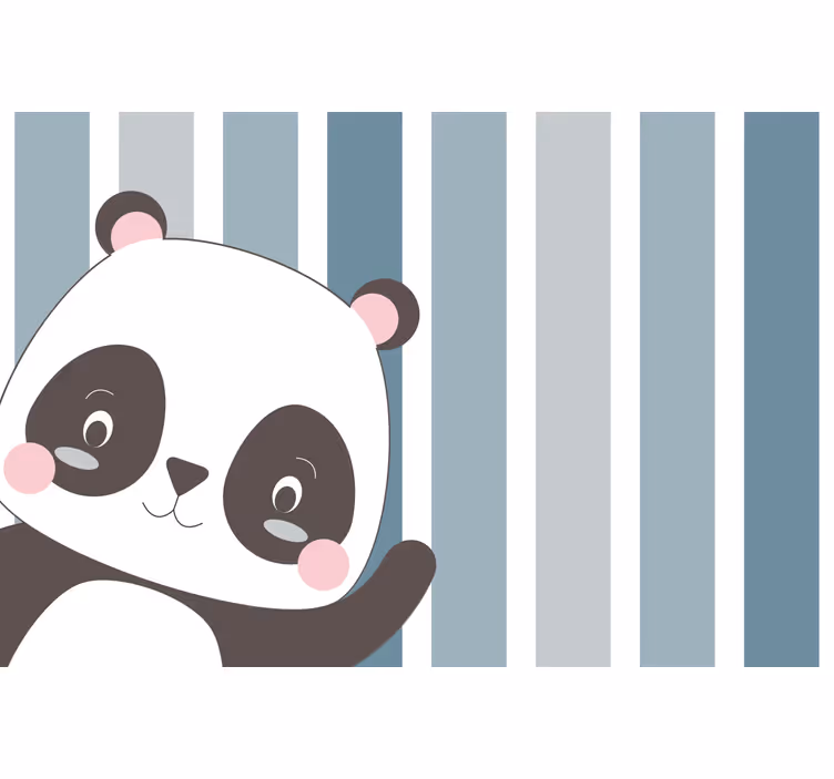 Kinderkamer rolgordijn happy panda gestreepte achtergrond - TenStickers