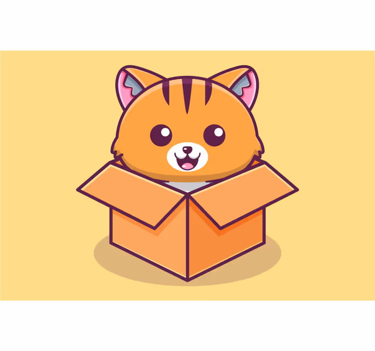 Kinderkamer rolgordijn kat in doos - TenStickers