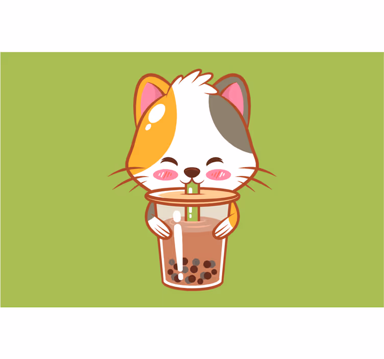 Kinderkamer rolgordijn kat drinkt chocolade - TenStickers