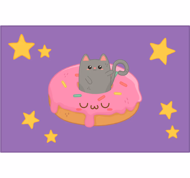 Kinderkamer rolgordijn kat en donut - TenStickers