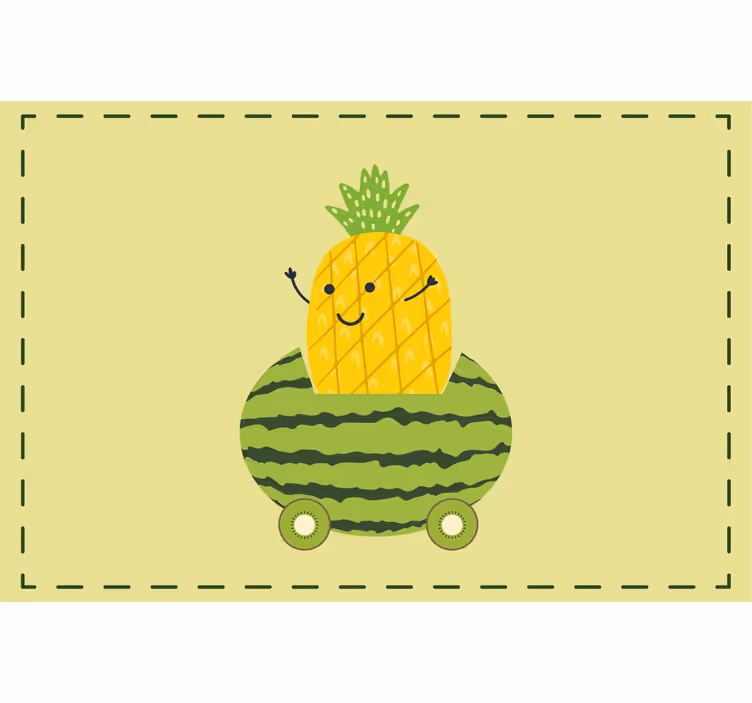 Kinderkamer rolgordijn grappige ananas in auto patroon - TenStickers