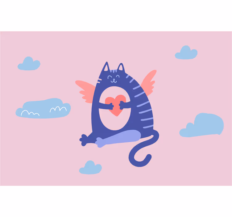 Kinderkamer rolgordijn schattige vliegende kat - TenStickers