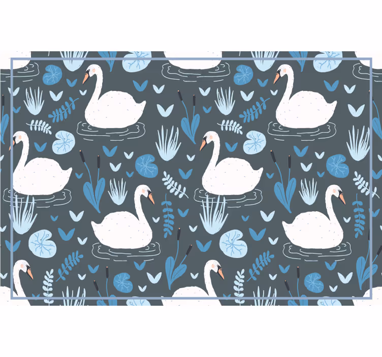 Kinderkamer rolgordijn elegant patroon van witte zwanen - TenStickers