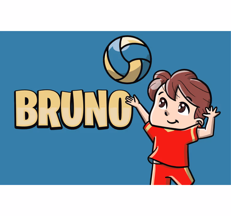 Kinderkamer rolgordijn volleybalspeler met naam - TenStickers