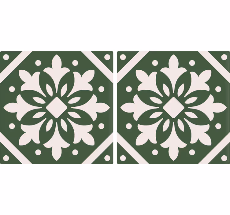Keuken rolgordijn met cementtegelpatroon op groen - TenStickers