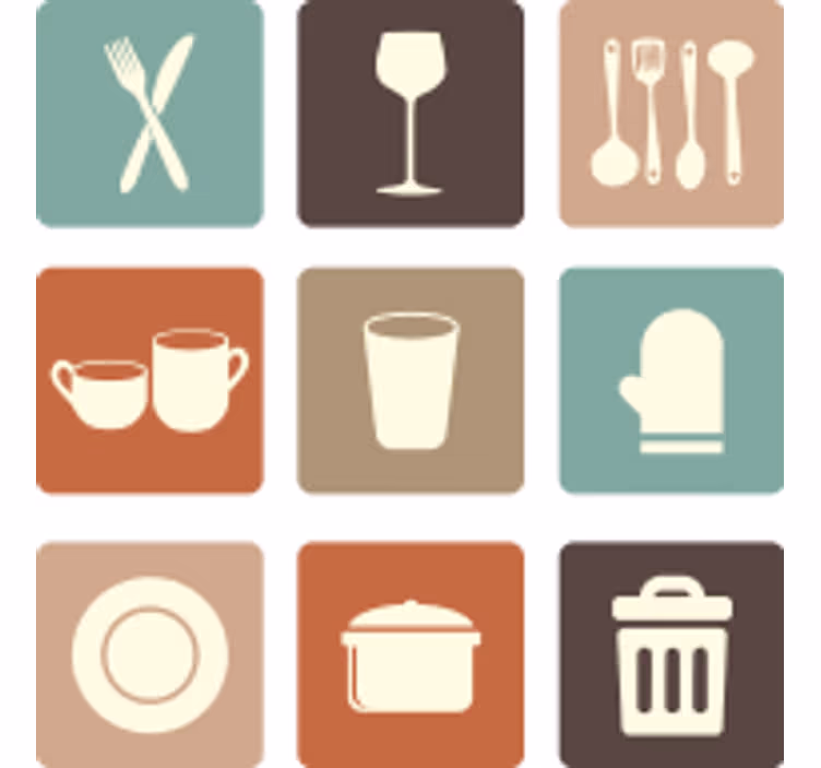 Keuken rolgordijn iconen voor keukenkastjes - TenStickers
