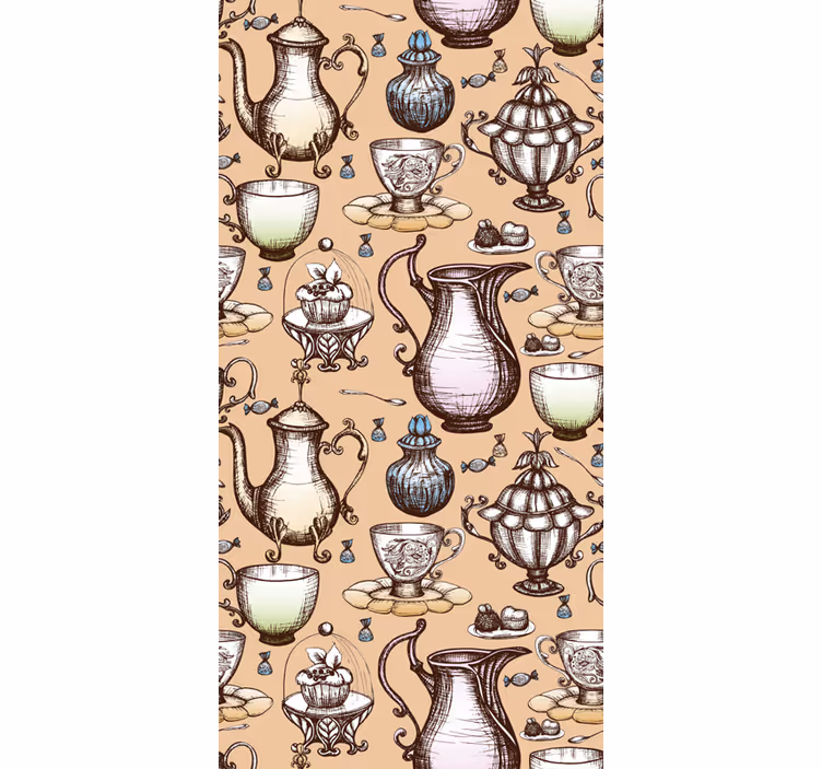 Keuken rolgordijn theepotencollectie - TenStickers