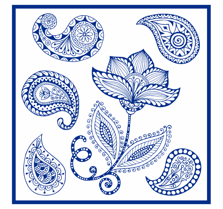 Keuken rolgordijn paisley en bloemen - TenStickers