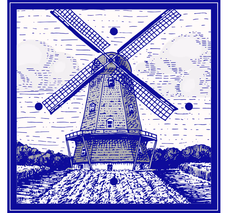 Keuken rolgordijn delfts blauw - TenStickers