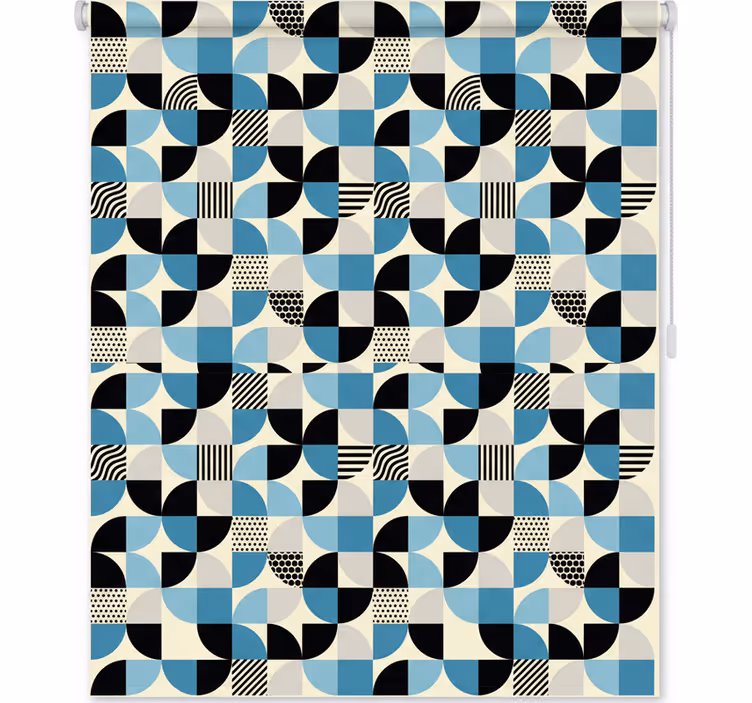 Keuken rolgordijn retro blauw bauhaus patroon - TenStickers