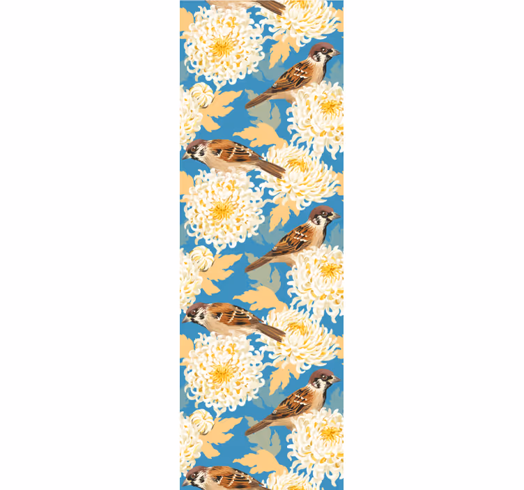 Keuken rolgordijn aquarella vogels en bladeren patroon - TenStickers