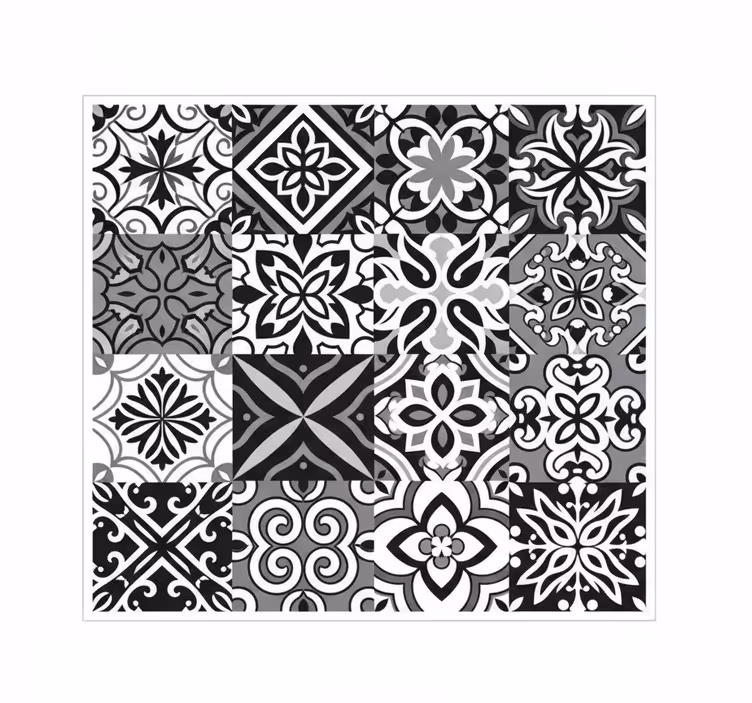 Keuken rolgordijn sterk zwart contrast geometrisch - TenStickers