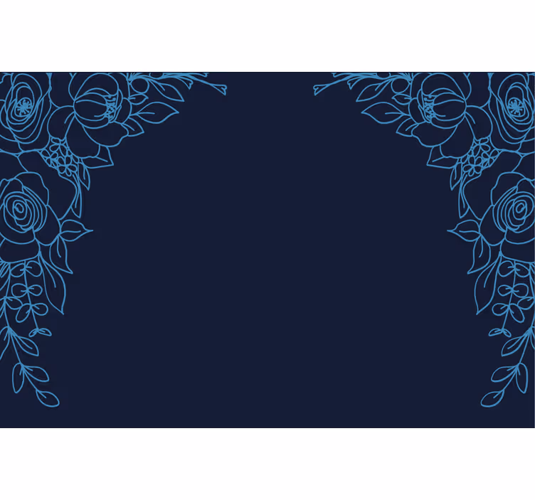 Blauw rolgordijn met marineblauwe bloemen - TenStickers