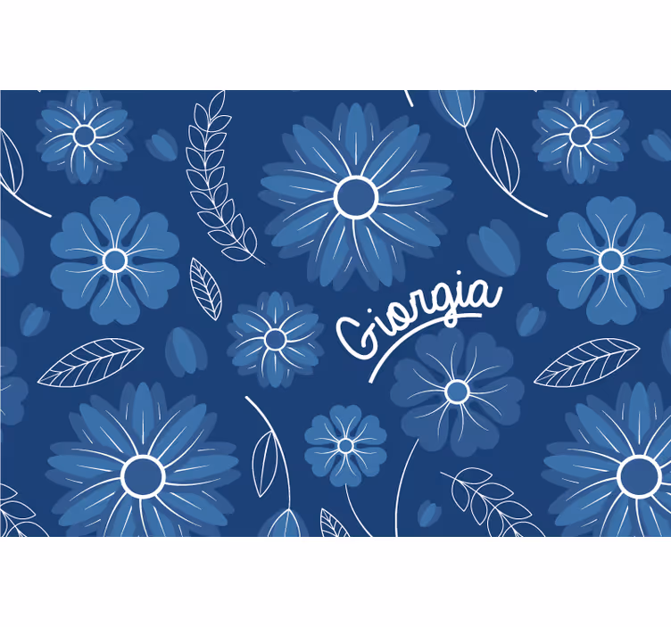 Blauw rolgordijn elegant ontwerp met blauwe bloemen - TenStickers